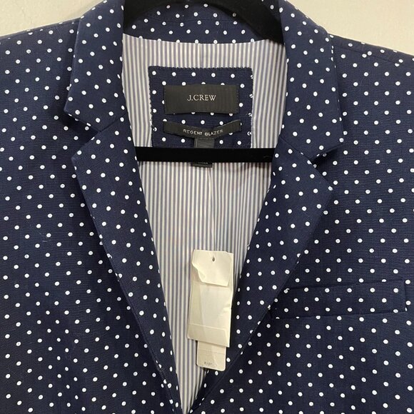 Last Chance! New J.Crew 100% Linen Regent Polka Dot Blazer Navy 12 $188 - Picture 4 of 5